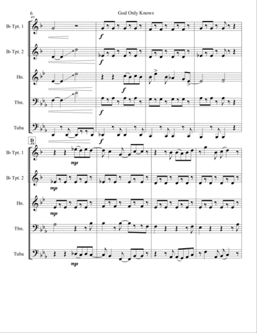 God Only Knows Brass Ensemble scores gallery preview page 6