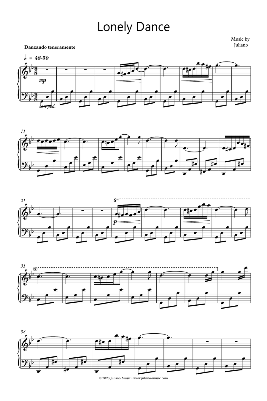 Lonely Dance Piano Solo scores gallery preview page 1