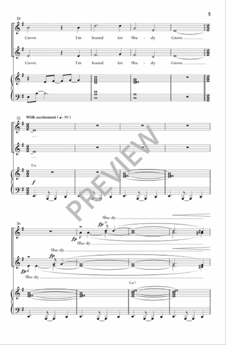 Shady Grove (Vocal Score) SSA scores gallery preview page 6