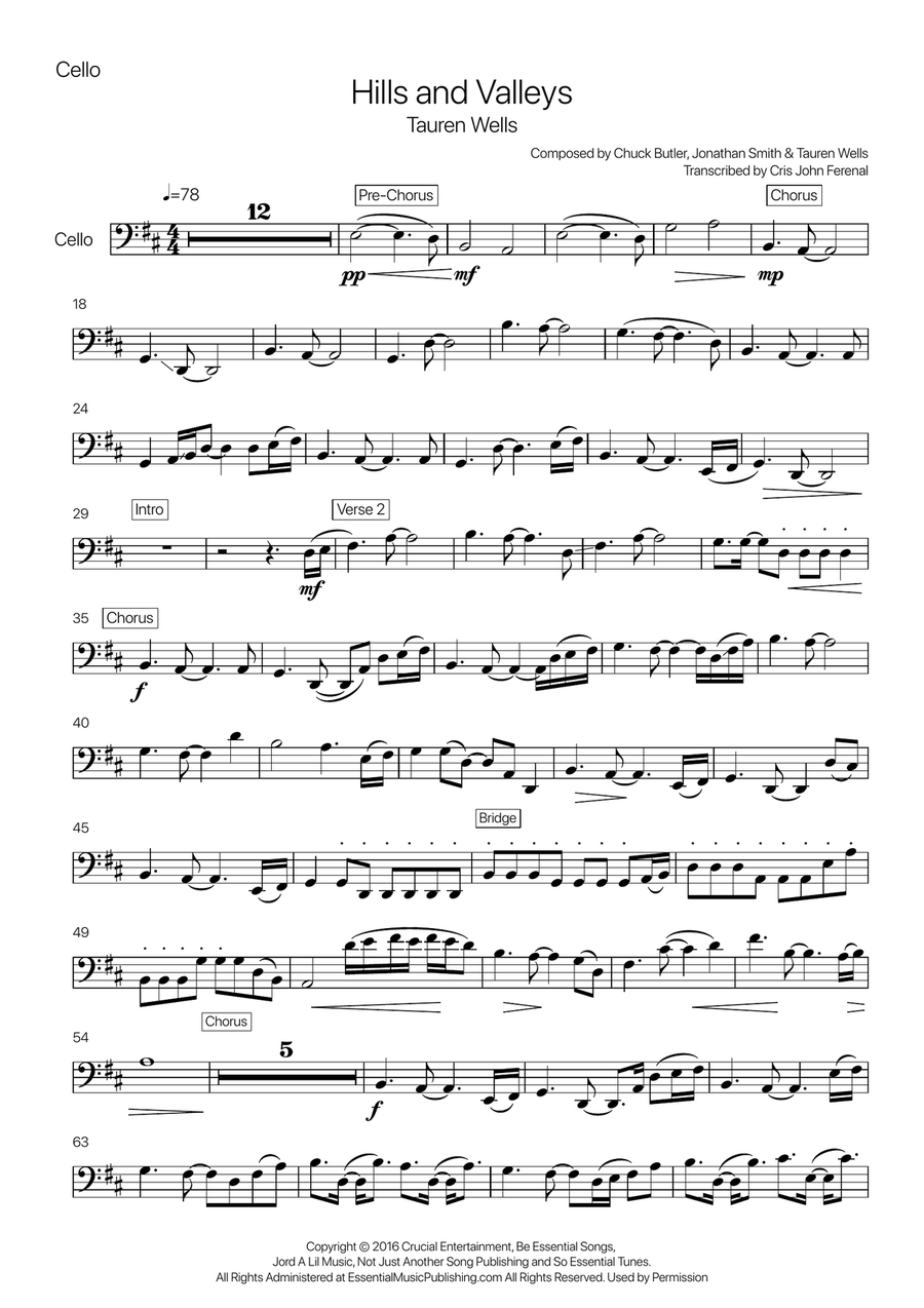 Hills And Valleys Cello Solo scores gallery preview page 1