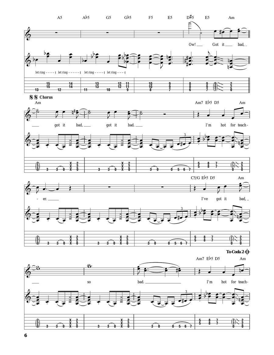 Hot For Teacher Acoustic Guitar scores gallery preview page 6