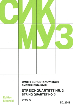 Book cover for String Quartet No. 3, Op. 73