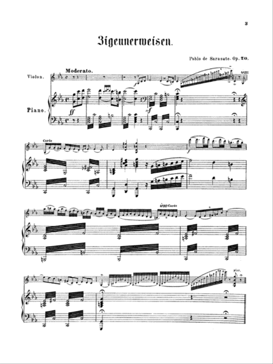 Sarasate: Zigeunerweisen (Gypsy Melodies), Op. 20 Piano scores gallery preview page 3