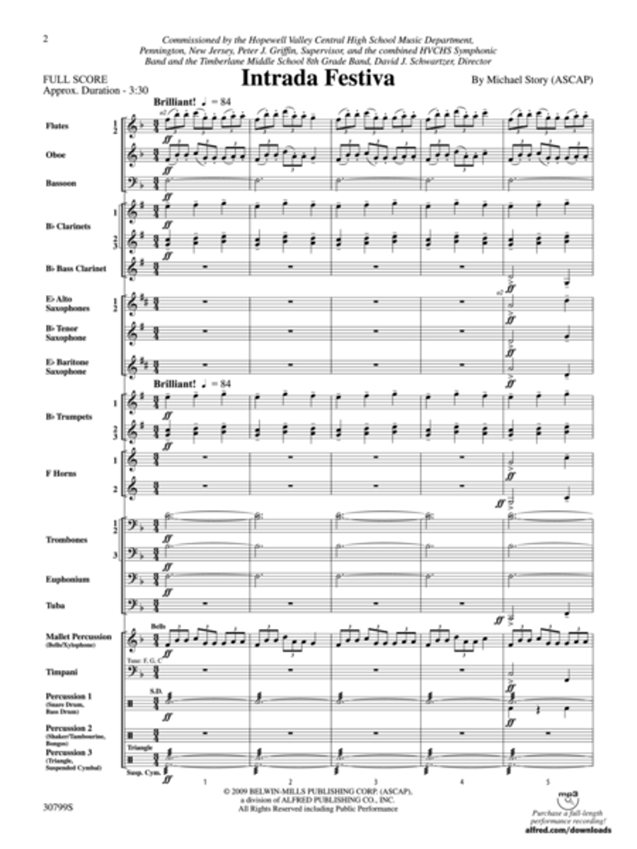 Intrada Festiva (score only) Concert Band scores gallery preview page 2