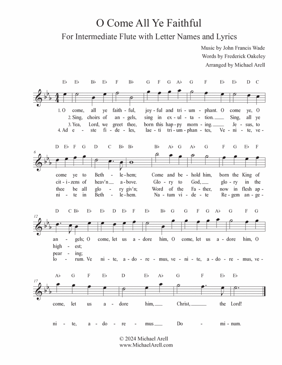 O Come All Ye Faithful for Flute Piccolo scores gallery preview page 1