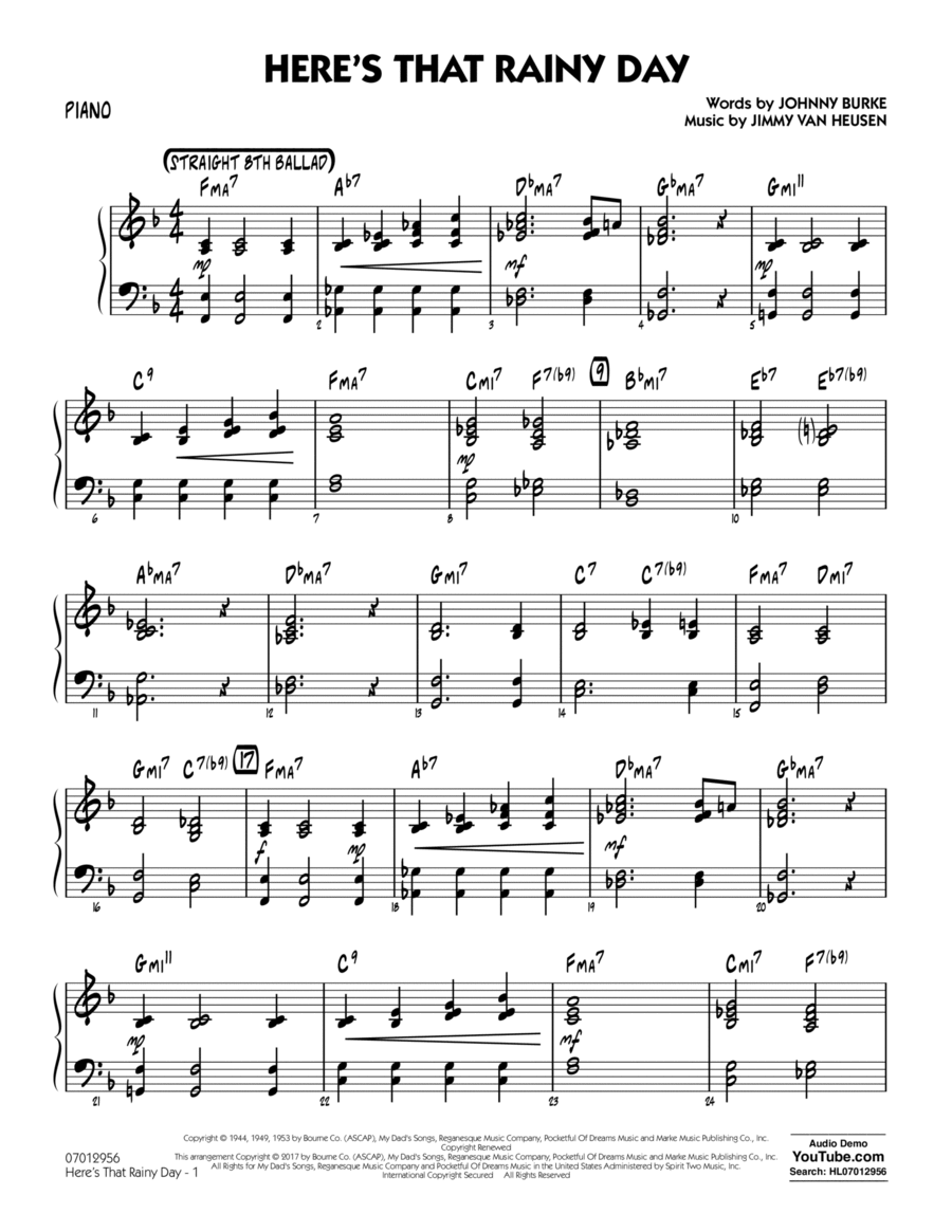 Here's That Rainy Day - Piano Piano scores gallery preview page 1