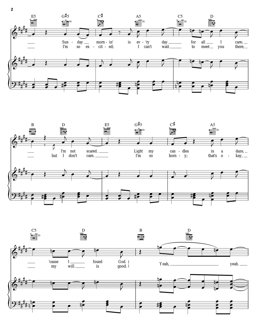 Lithium Piano, Vocal, Guitar scores gallery preview page 2