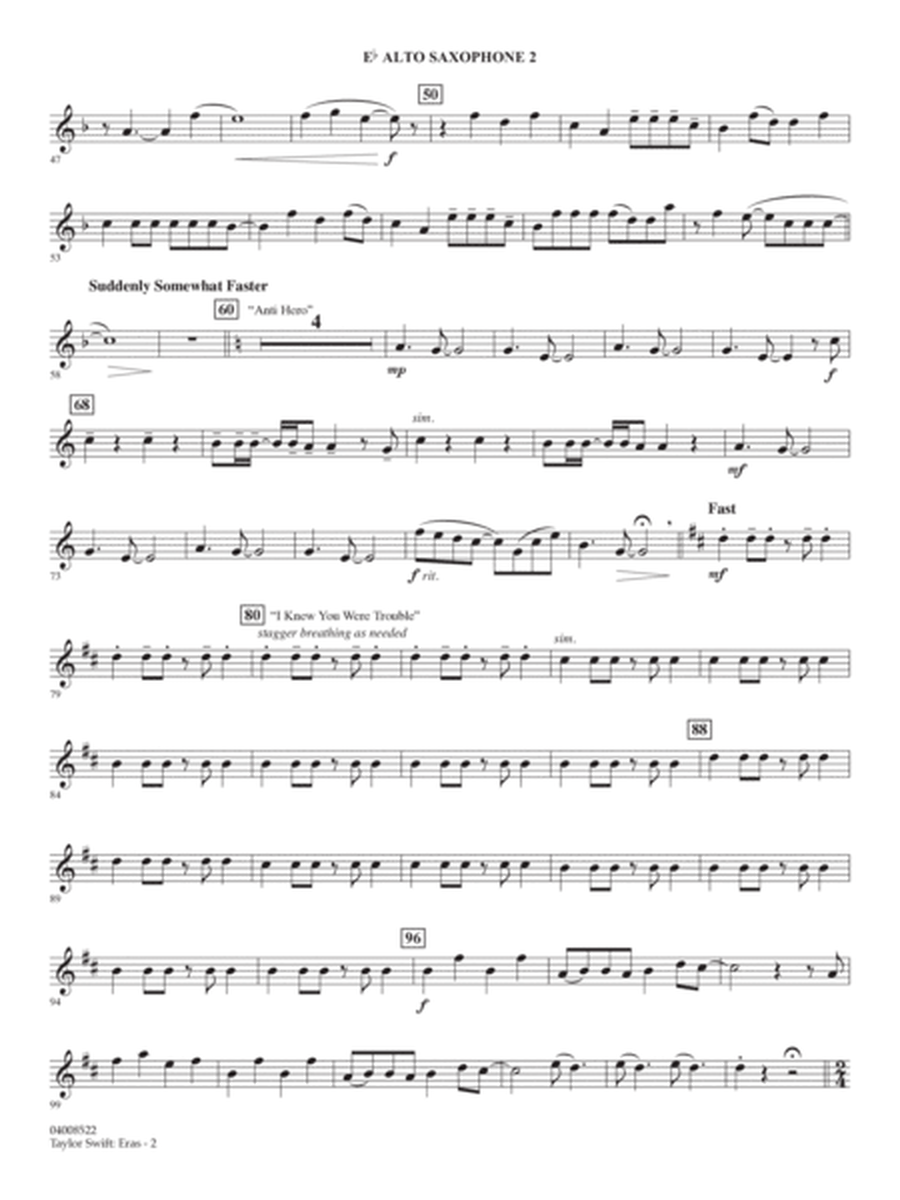 Taylor Swift: Eras (arr. Johnnie Vinson) - Eb Alto Saxophone 2