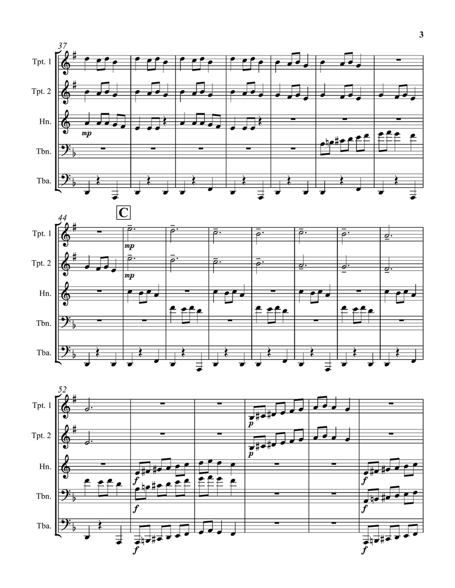 Carol of the Bells Brass Quintet scores gallery preview page 3