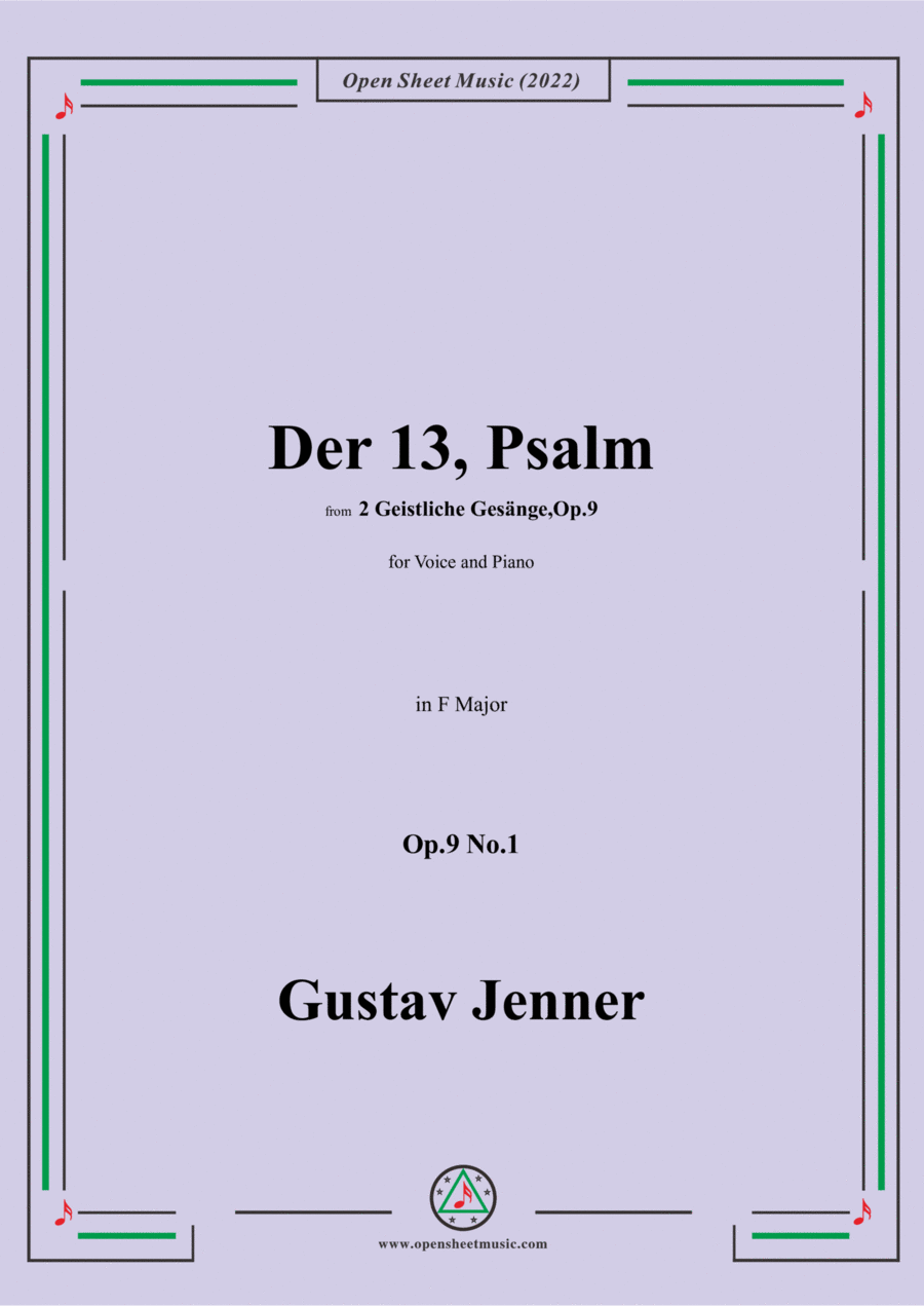 Jenner-Der 13,Psalm,in F Major,Op.9 No.1 Voice scores gallery preview page 1