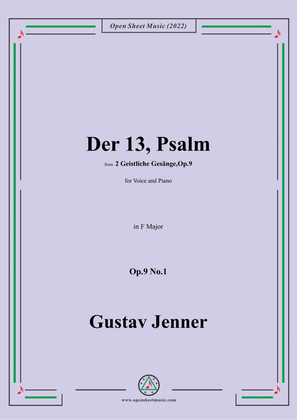 Book cover for Jenner-Der 13,Psalm,in F Major,Op.9 No.1
