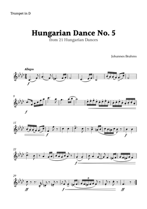 Hungarian Dance No. 5 by Brahms for Trumpet in D Solo