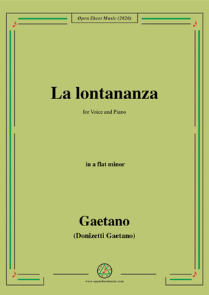 Book cover for Donizetti-La lontananza,A 559,in a flat minor,for Voice and Piano