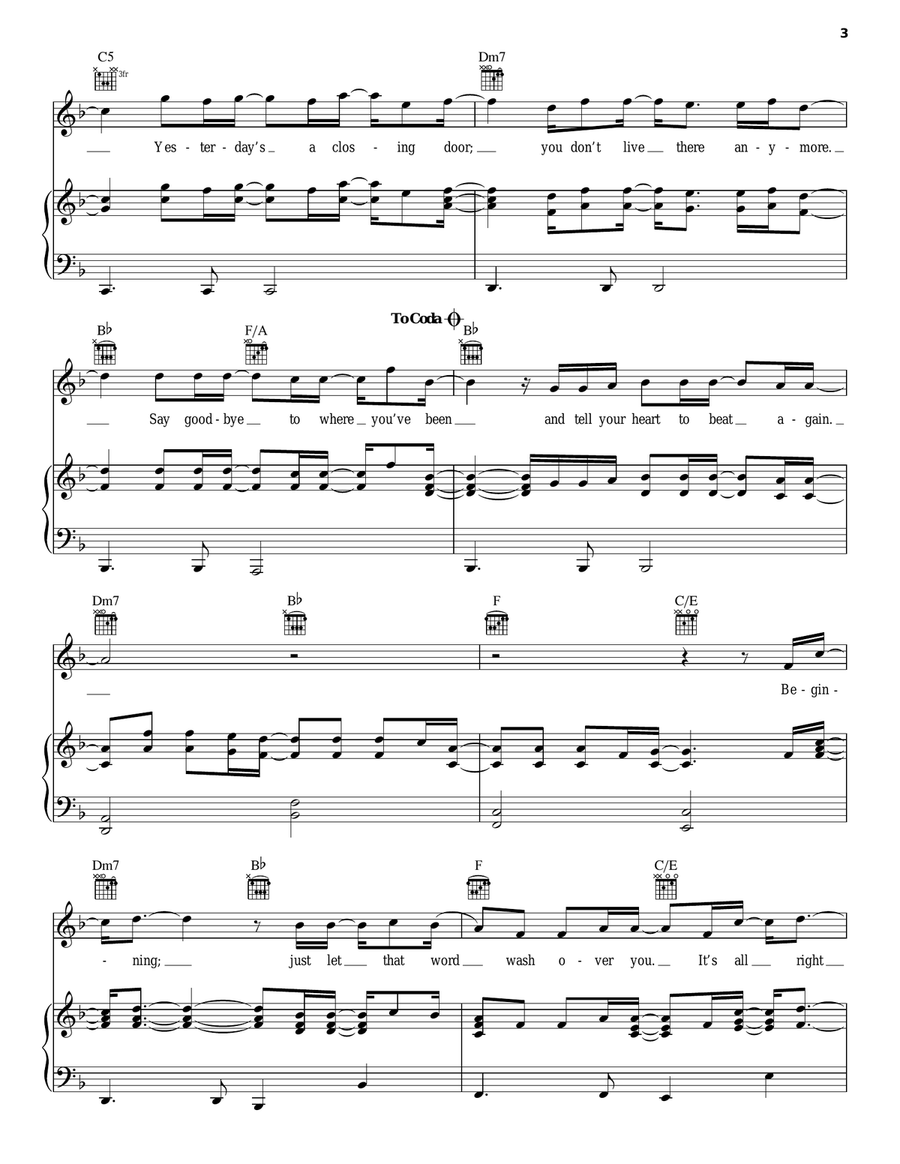 Tell Your Heart To Beat Again Piano, Vocal, Guitar scores gallery preview page 3
