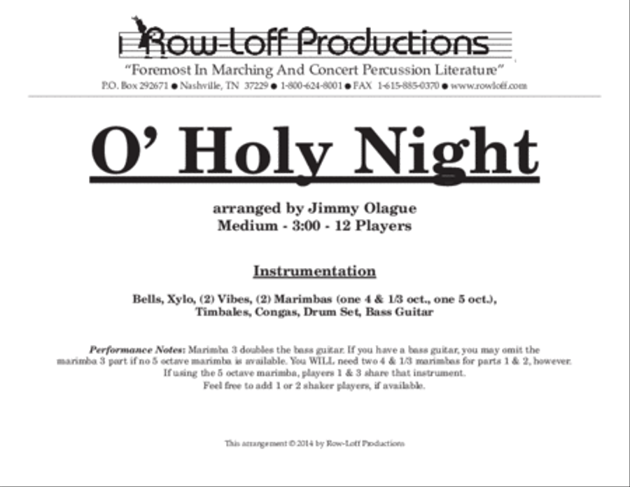 O' Holy Night Percussion Ensemble scores gallery preview page 2