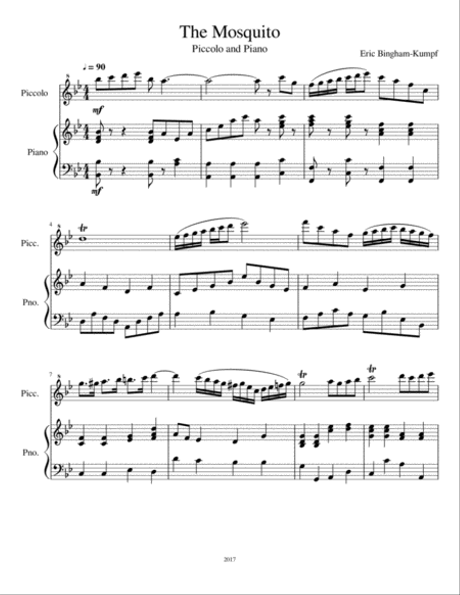 The Mosquito (Piccolo and Piano) Piccolo scores gallery preview page 1
