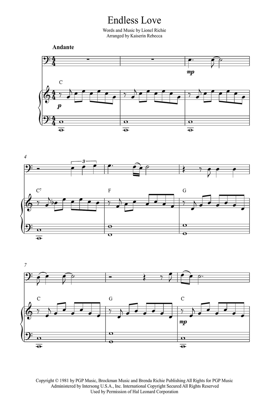 Endless Love Piano scores gallery preview page 1