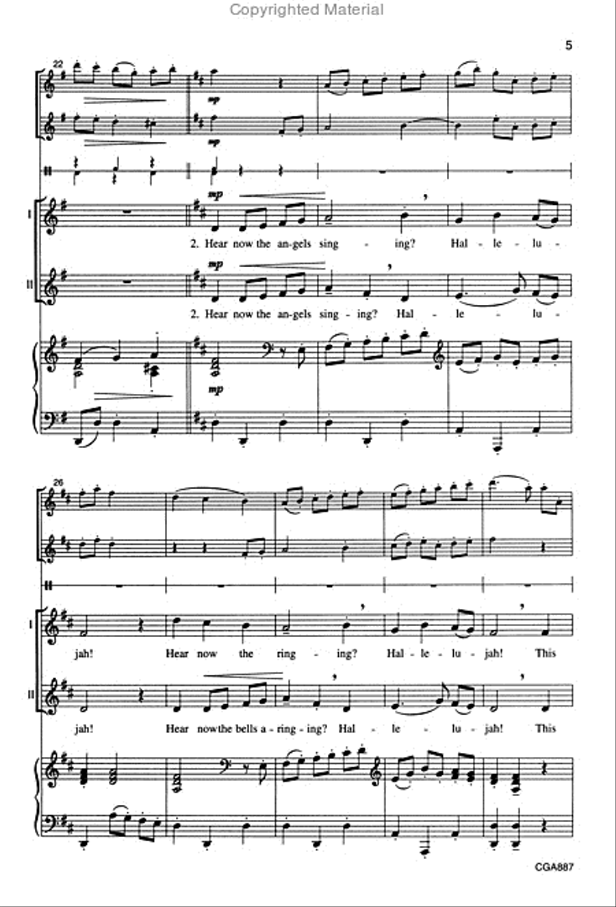 Hear Now the Angels Singing Unison Choir scores gallery preview page 5