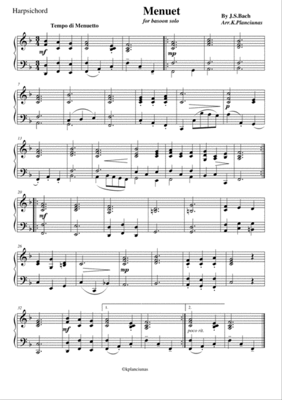 Menuet for Bassoon solo String Orchestra scores gallery preview page 6
