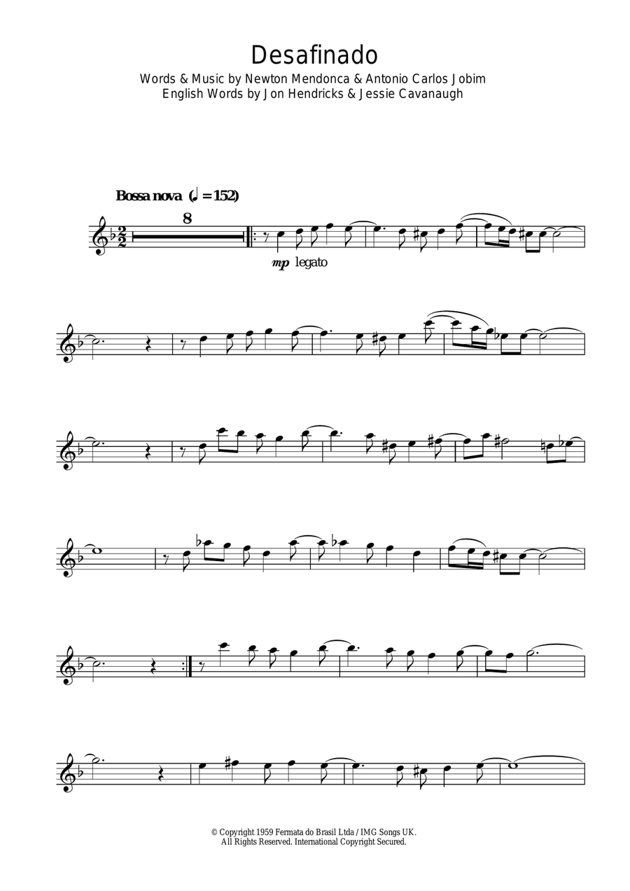 Desafinado (Slightly Out Of Tune) Tenor Saxophone scores gallery preview page 1