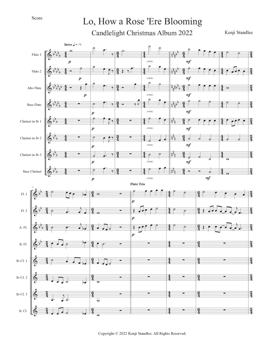 Lo, How a Rose E'er Blooming! Woodwind Ensemble scores gallery preview page 1