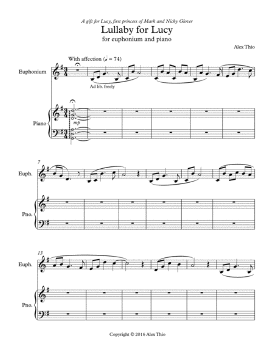 Lullaby for Lucy: Euphonium and Piano Brass Duet scores gallery preview page 4
