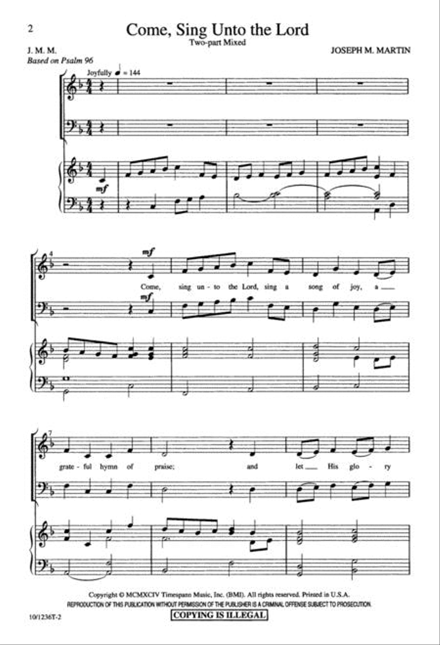 Come Sing Unto The Lord 2-Part scores gallery preview page 2