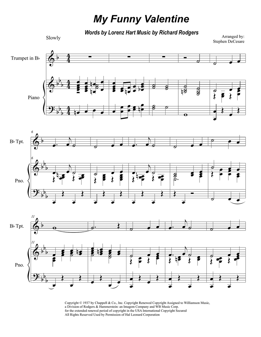 My Funny Valentine My Funny Valentine Trumpet Solo scores gallery preview page 1