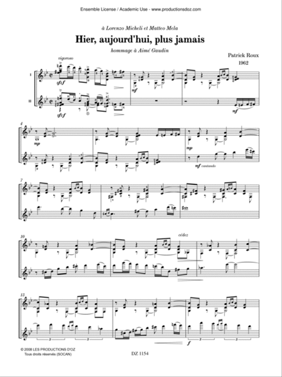 Hier, aujourd'hui, plus jamais Classical Guitar scores gallery preview page 3