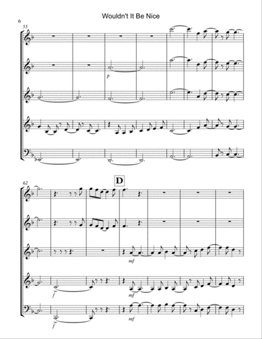 Wouldn't It Be Nice Woodwind Quintet scores gallery preview page 6