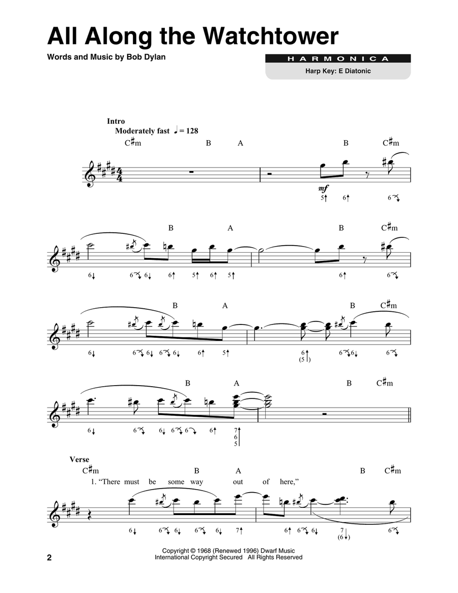 All Along The Watchtower Harmonica scores gallery preview page 1