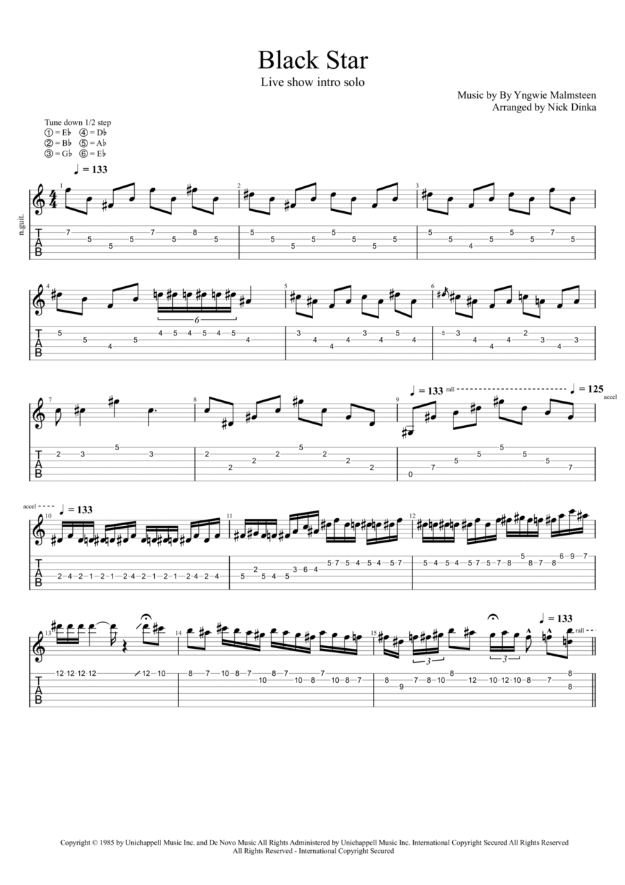 Black Star Guitar Tablature scores gallery preview page 1