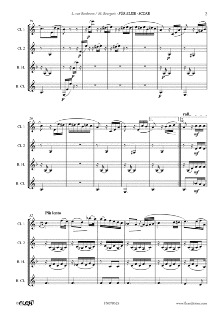 Fur Elise Fur Elise Clarinet Quartet scores gallery preview page 3