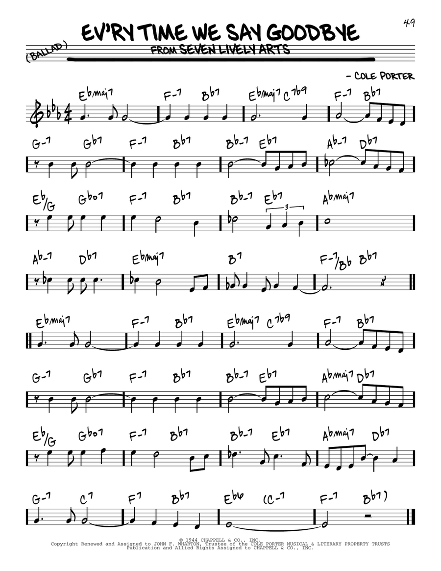 Ev'ry Time We Say Goodbye Piano scores gallery preview page 1