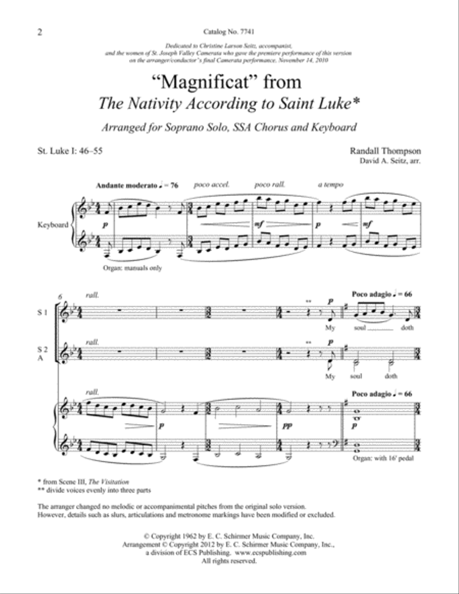 Magnificat Magnificat SSA scores gallery preview page 1