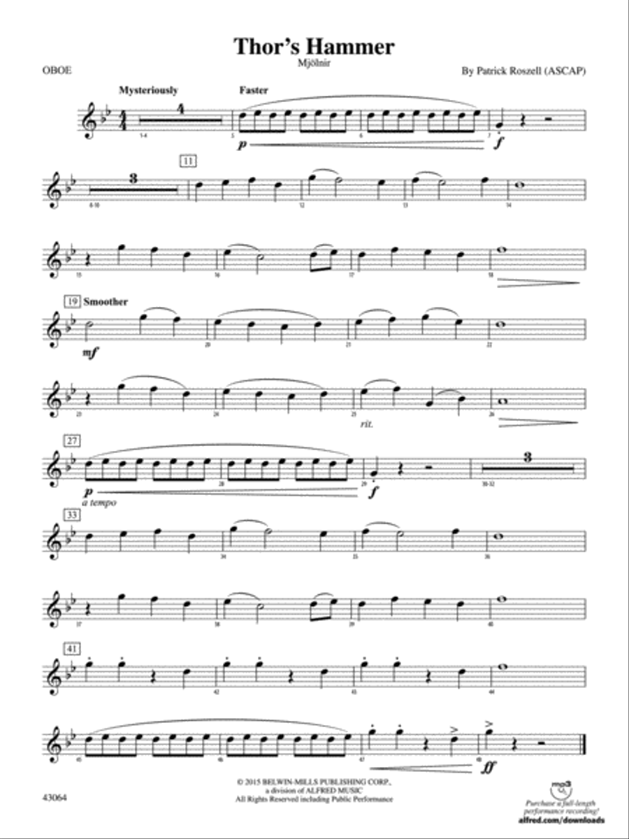 Thor's Hammer: Oboe Thor's Hammer: Oboe Concert Band scores gallery preview page 1