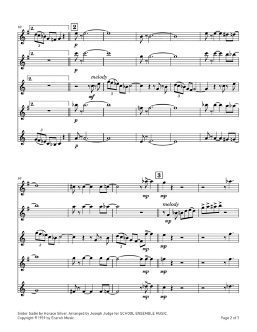 Sister Sadie Saxophone Quartet scores gallery preview page 2