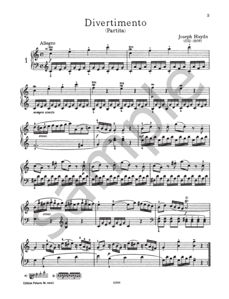 Six Easy Divertimentos for Piano Hob. XVI:1, 3, 4, 7-9