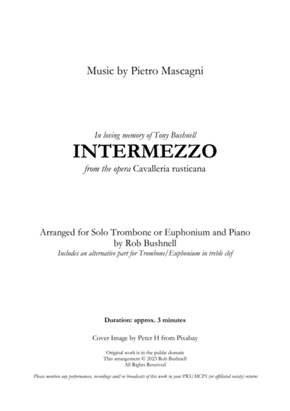 Intermezzo from "Cavalleria rusticana" (Mascagni) - Solo Trombone or Euphonium and Piano