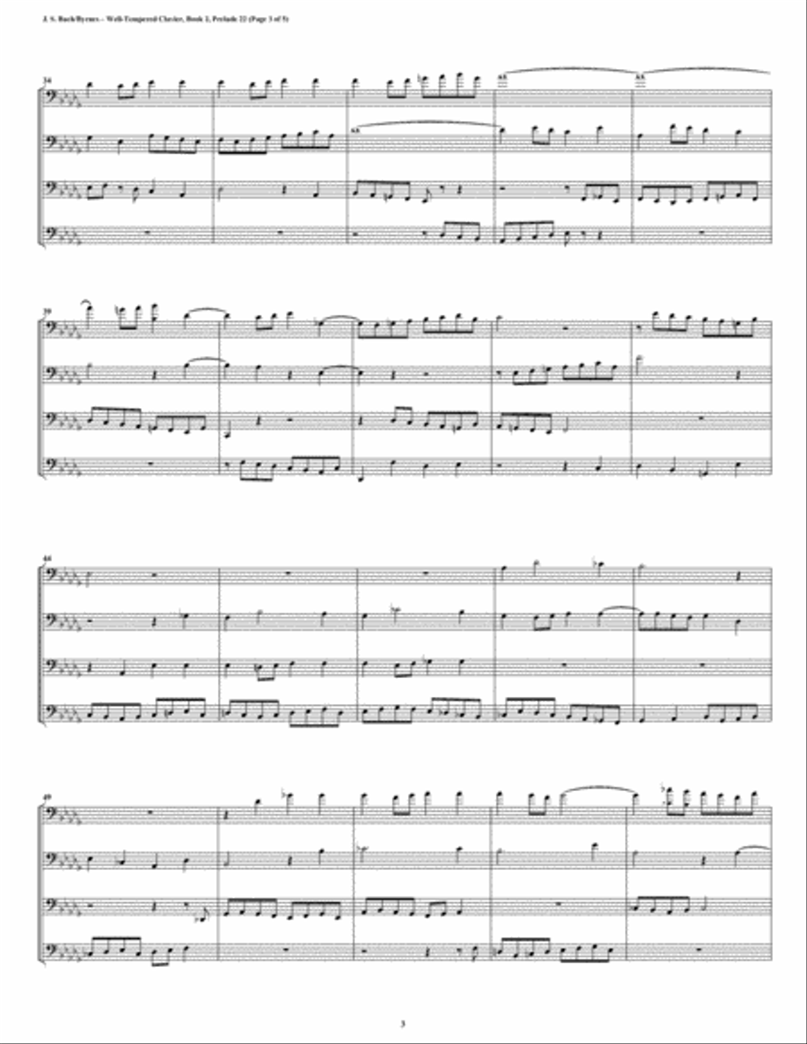 Prelude 22 from Well-Tempered Clavier, Book 2 (Bassoon Quartet) Bassoon Quartet scores gallery preview page 3