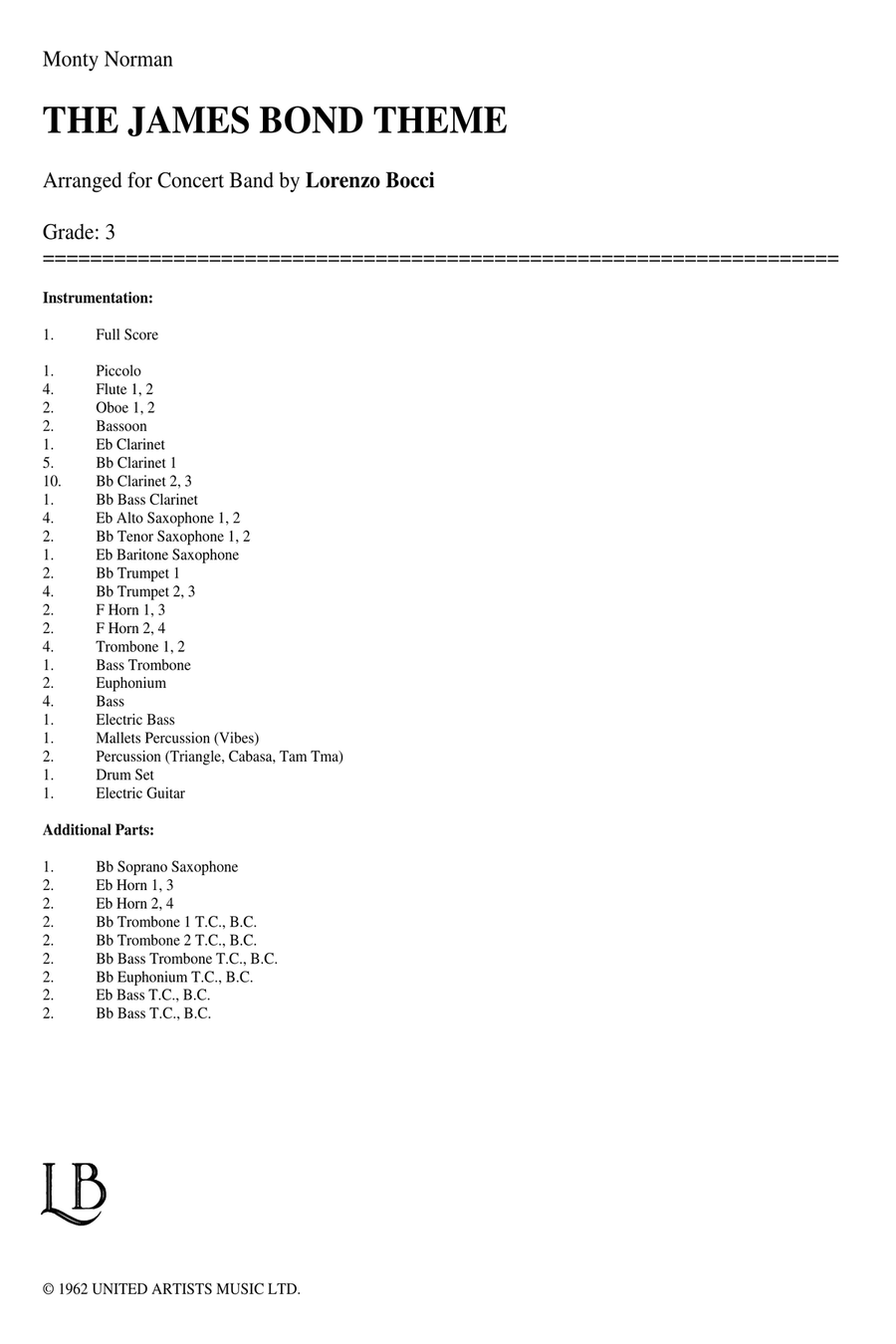 James Bond Theme Concert Band scores gallery preview page 2