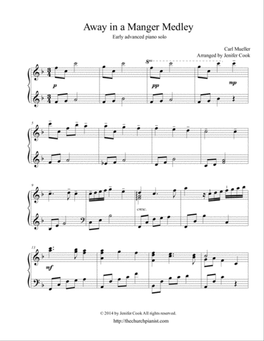 Away in a Manger Medley Piano Solo scores gallery preview page 1