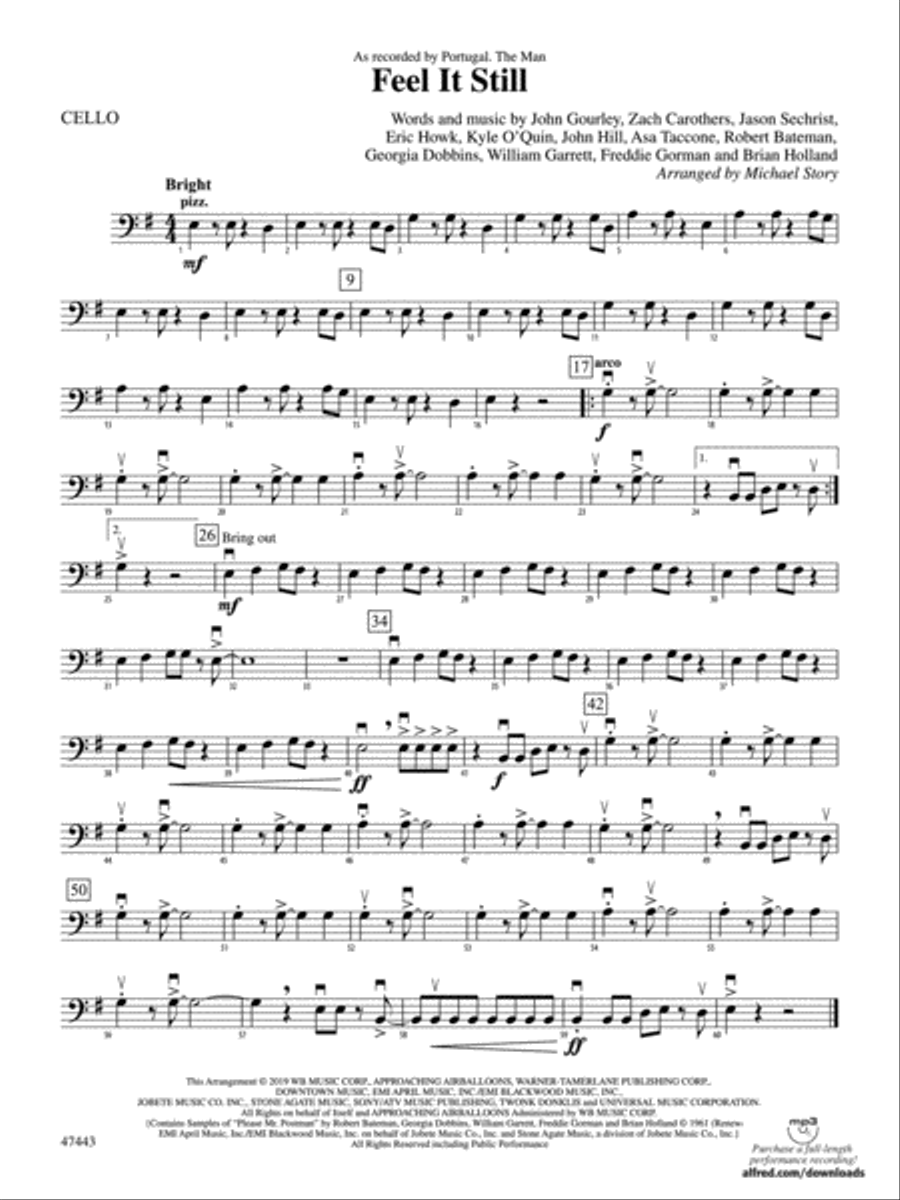 Feel It Still: Cello Feel It Still: Cello String Orchestra scores gallery preview page 1
