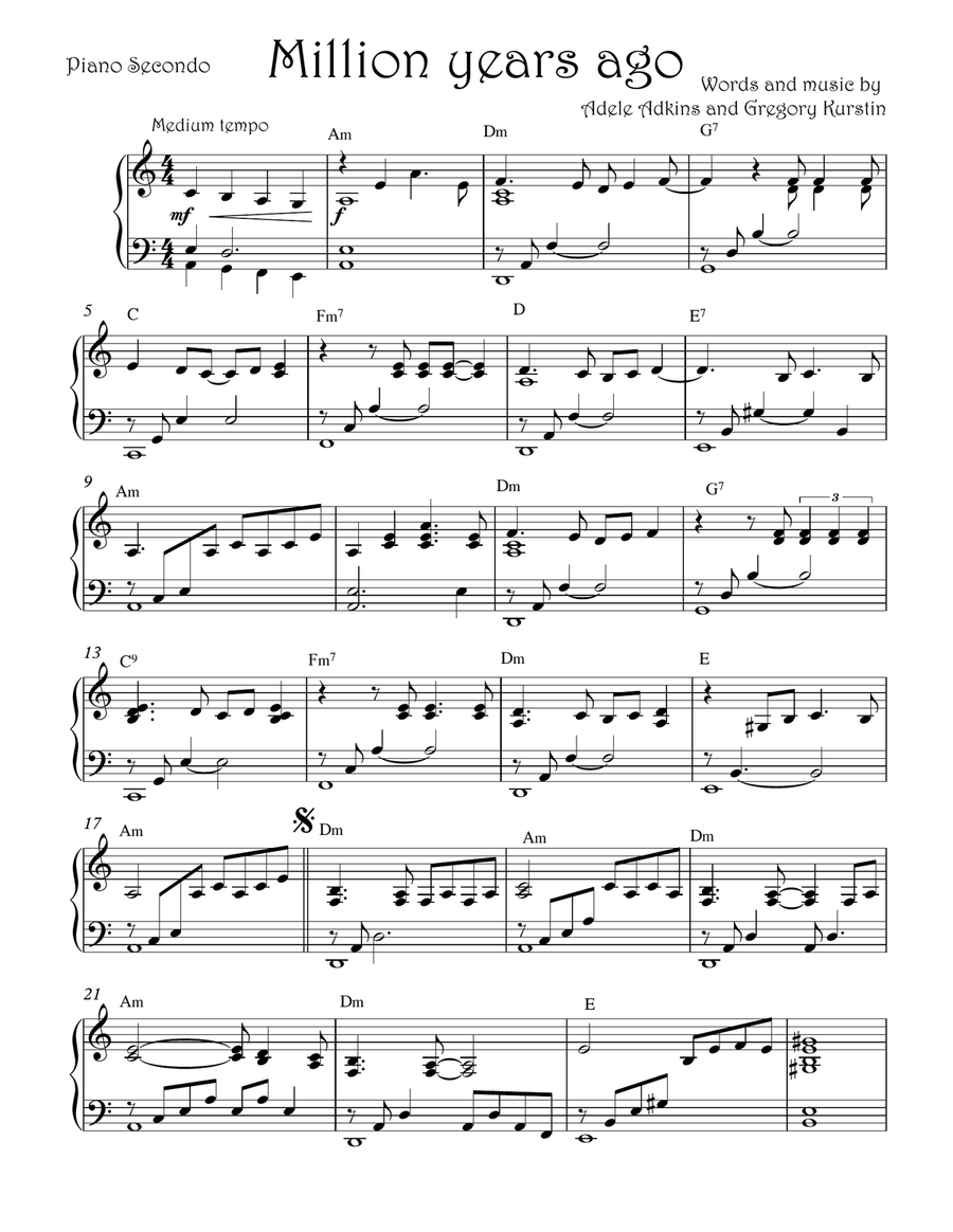Million Years Ago 1 Piano, 4-Hands scores gallery preview page 5