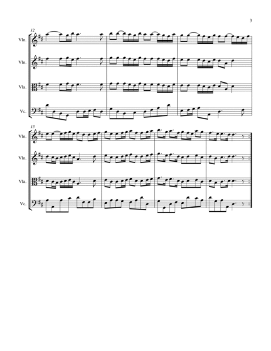 LA REJOUISSANCE from Royal Fireworks, String Trio, Intermediate Level for 2 violins and cello or vio String Trio scores gallery preview page 5