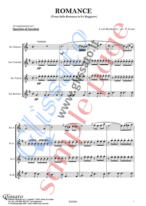 Theme from "Romance in F" for Saxophone Quartet (satb/aatb) score & parts