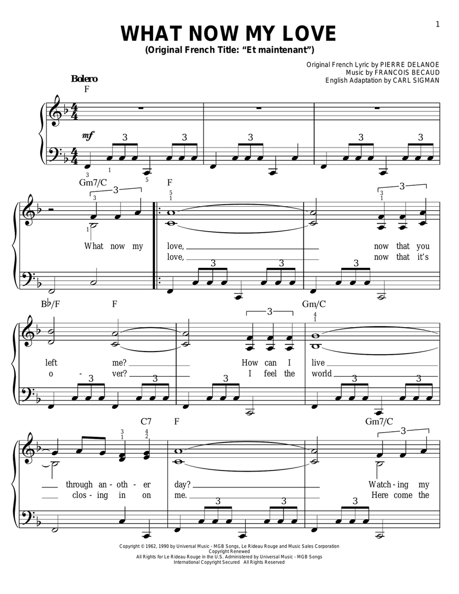 What Now My Love What Now My Love Easy Piano scores gallery preview page 1