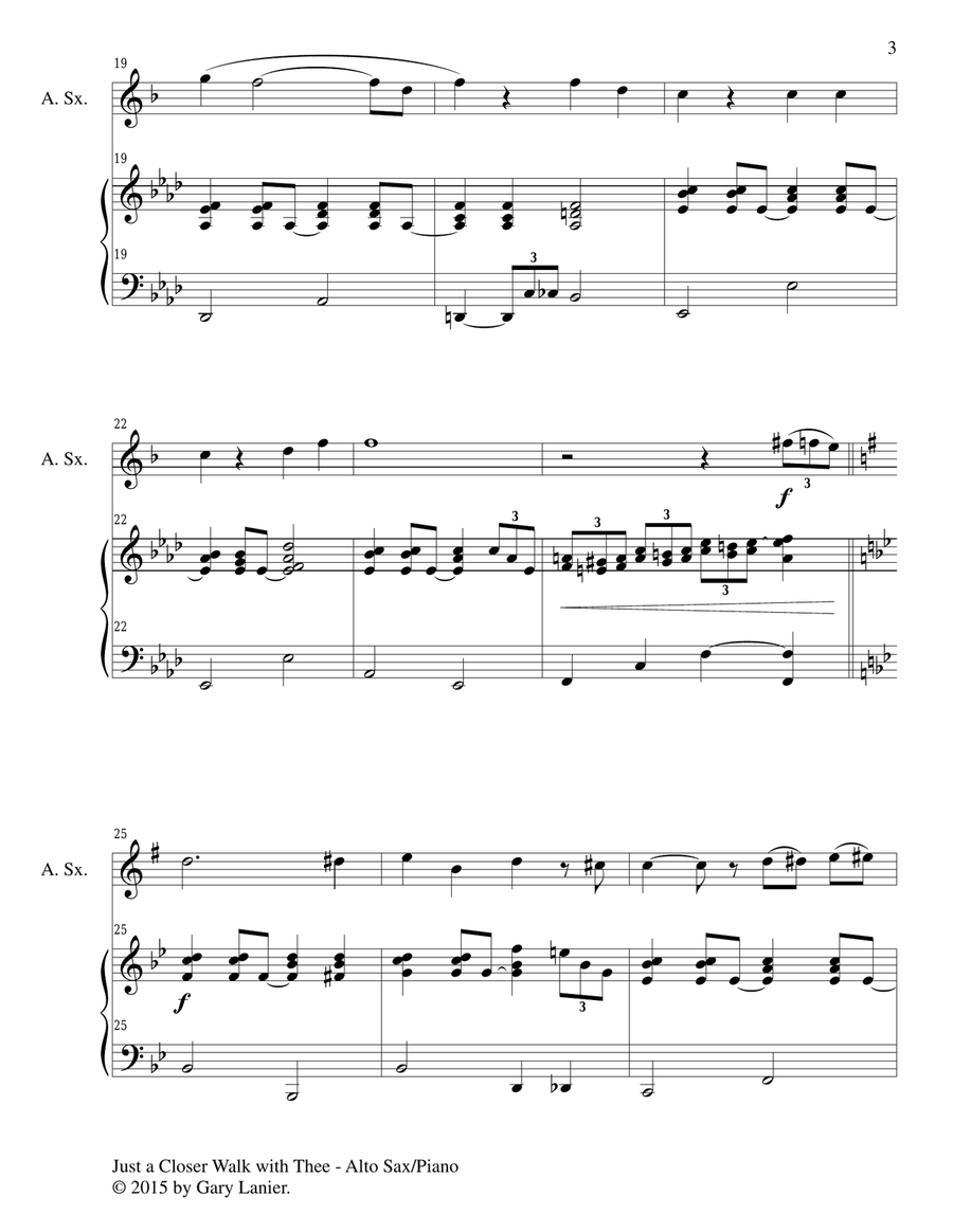 JUST A CLOSER WALK WITH THEE (Duet – Alto Sax and Piano/Score and Parts) Woodwind Duet scores gallery preview page 4