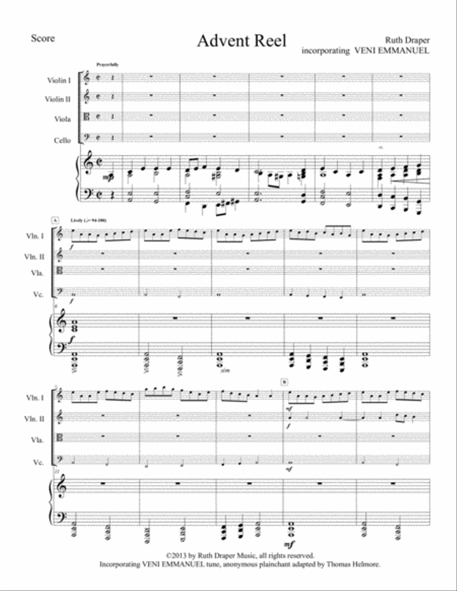 Advent Reel Piano Quintet scores gallery preview page 1