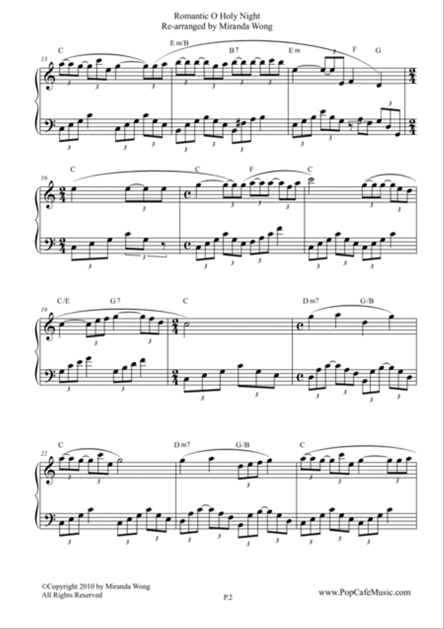 Romantic O Holy Night - Easy Piano